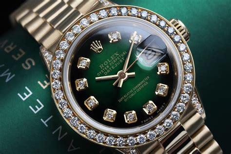 men's gold rolex green face